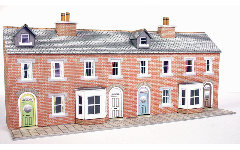 Metcalfe PN174 Low Relief Terraced House Fronts Red Brick Style N Scale