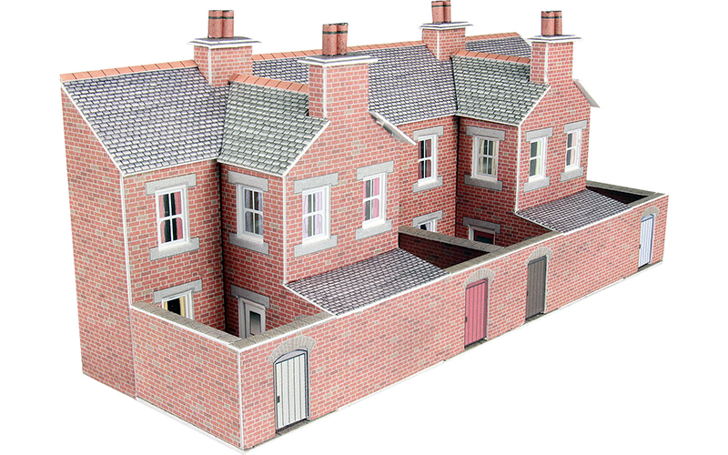 Metcalfe PN176 Low Relief Terraced House Backs Red Brick Style N Scale