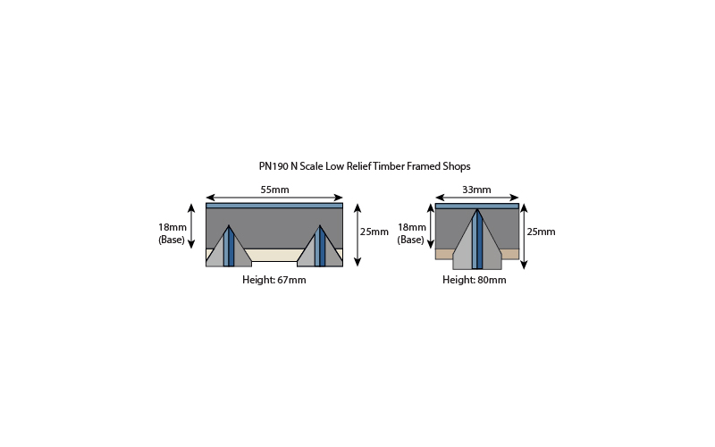 Metcalfe PN190 Low Relief Timber Framed Shop Fronts N Scale