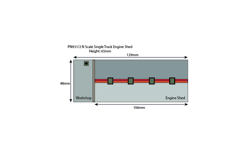 Metcalfe PN931 Engine Shed Single Track Red Brick N Scale