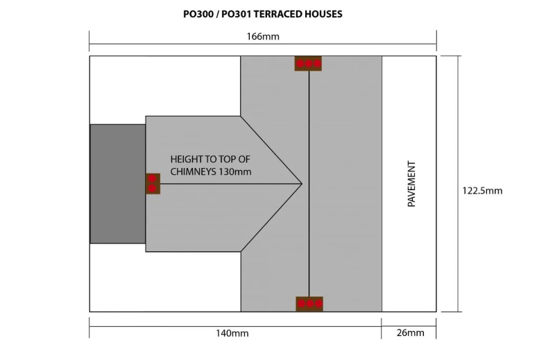 Metcalfe PO300 Terraced Houses Brick OO/HO Scale