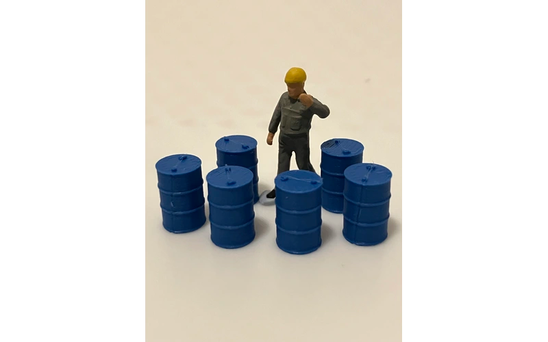 Panther Precision Models Blue Single Colour 200 Ltr Drum (Qty 6) HO Scale