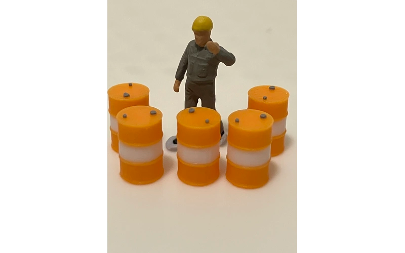 Panther Precision Models Orange and White Dual Colour 200 Ltr Drum (Qty 5) HO Scale