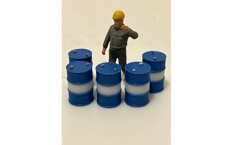 Panther Precision Models Blue and White Dual Colour 200 Ltr Drum (Qty 5) HO Scale