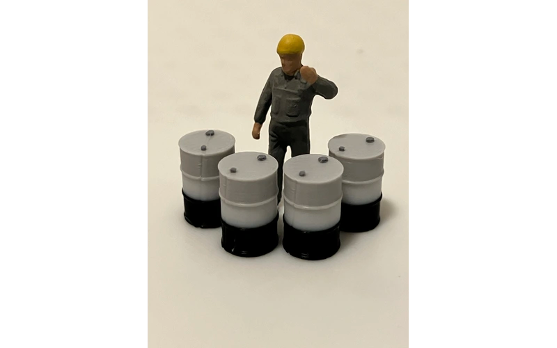 Panther Precision Models Black White Light Grey Tri Colour 200 Ltr Drum (Qty 4) HO Scale