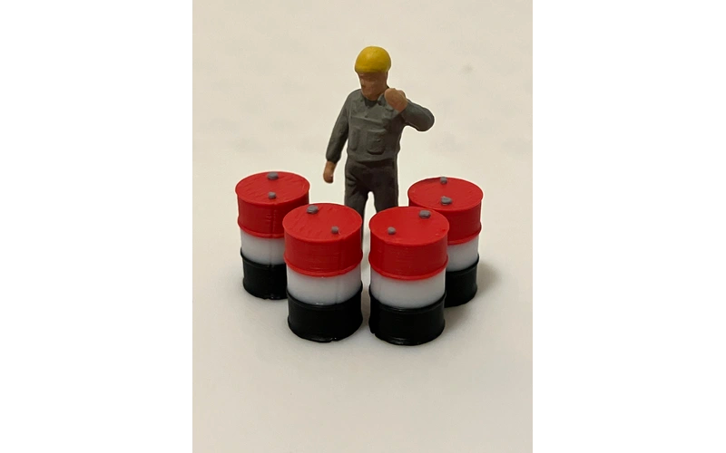 Panther Precision Models Black White Red Tri Colour 200 Ltr Drum (Qty 4) HO Scale