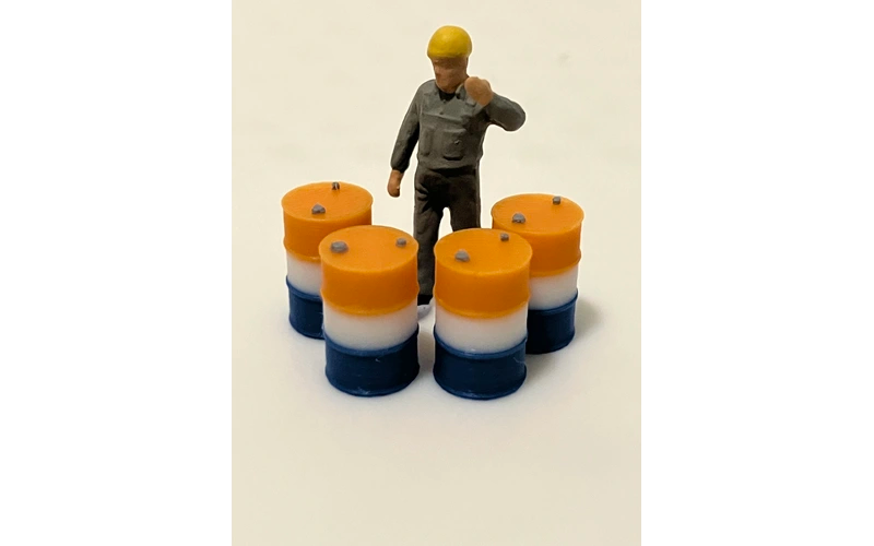 Panther Precision Models Blue White Orange Tri Colour 200 Ltr Drum (Qty 4) HO Scale