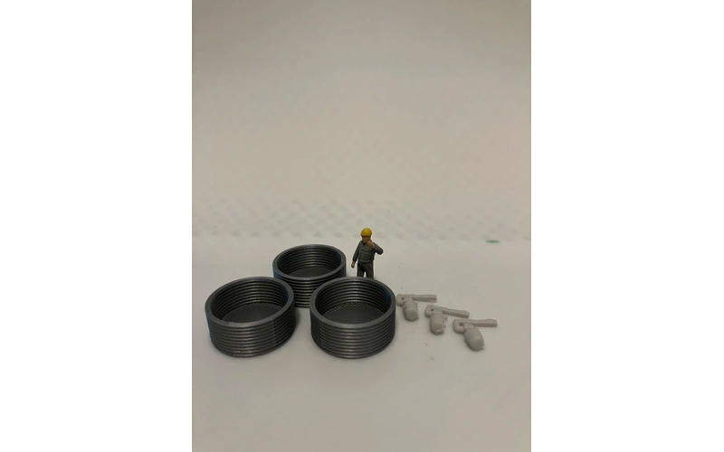 Panther Precision Models Silver Corrugated Water Trough Small Empty Set (6 Pieces) HO Scale
