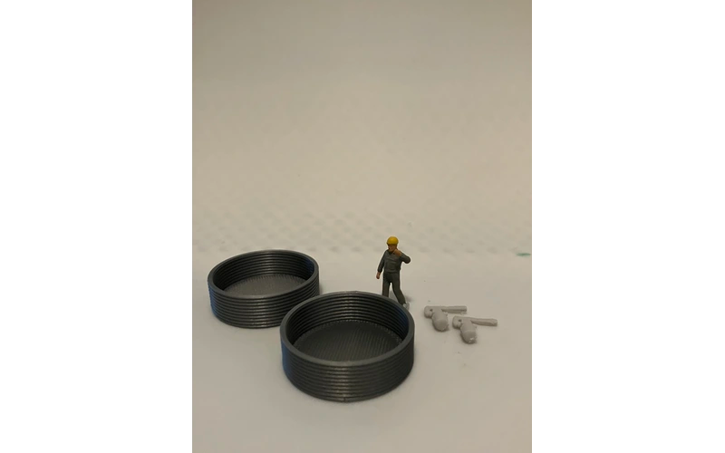 Panther Precision Models Silver Corrugated Water Trough  Large Empty Set (4 Pieces) HO Scale