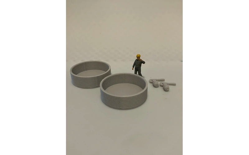 Panther Precision Models Grey Corrugated Water Trough  Large Empty Set (4 Pieces) HO Scale