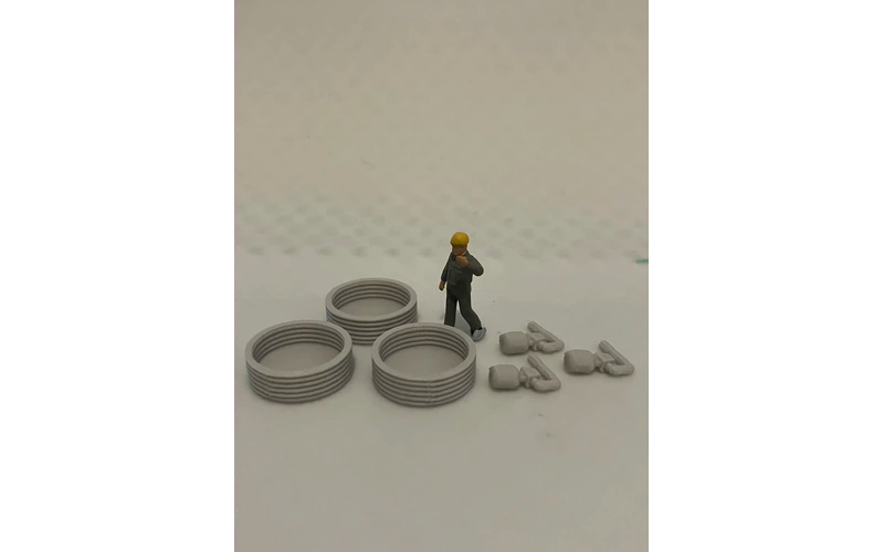 Panther Precision Models Grey Corrugated Water Trough  Small Low Height Empty Set (6 Pieces) HO Scale