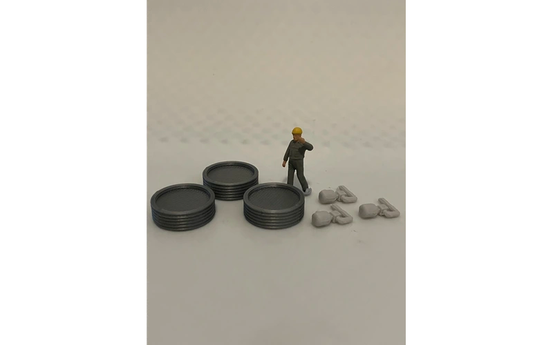 Panther Precision Models Silver Corrugated Water Trough Small Low Height Full Set (6 Pieces) HO Scale