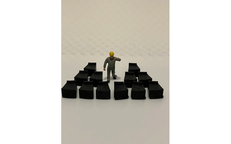 Panther Precision Models Black Kepple Block Retaining Wall Ends Set (Qty 12) HO Scale
