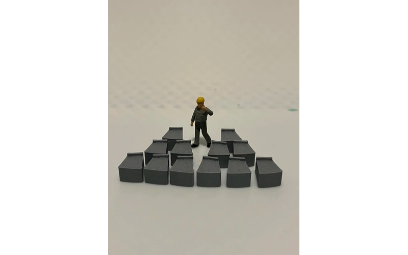 Panther Precision Models Grey Kepple Block Retaining Wall Ends Set (Qty 12) HO Scale