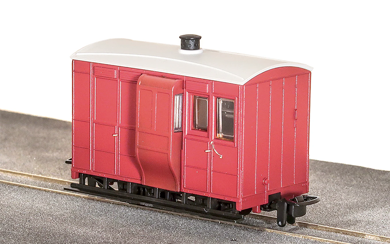 Peco Great Little Trains GR-530UR Glyn Valley Tramway Brake Coach Red Unlettered OO9 Scale