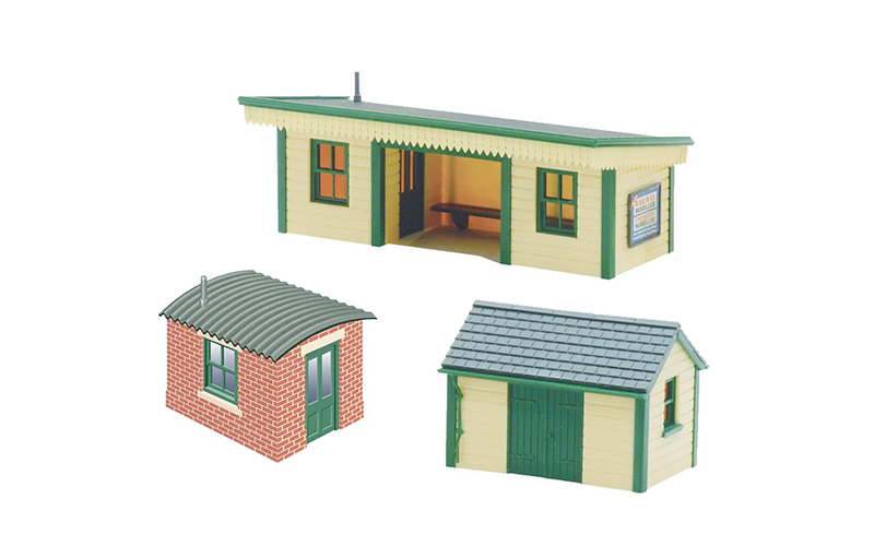 Peco Lineside Kit NB-16 Station Platform Shelter with Timber and Brick Huts N Scale