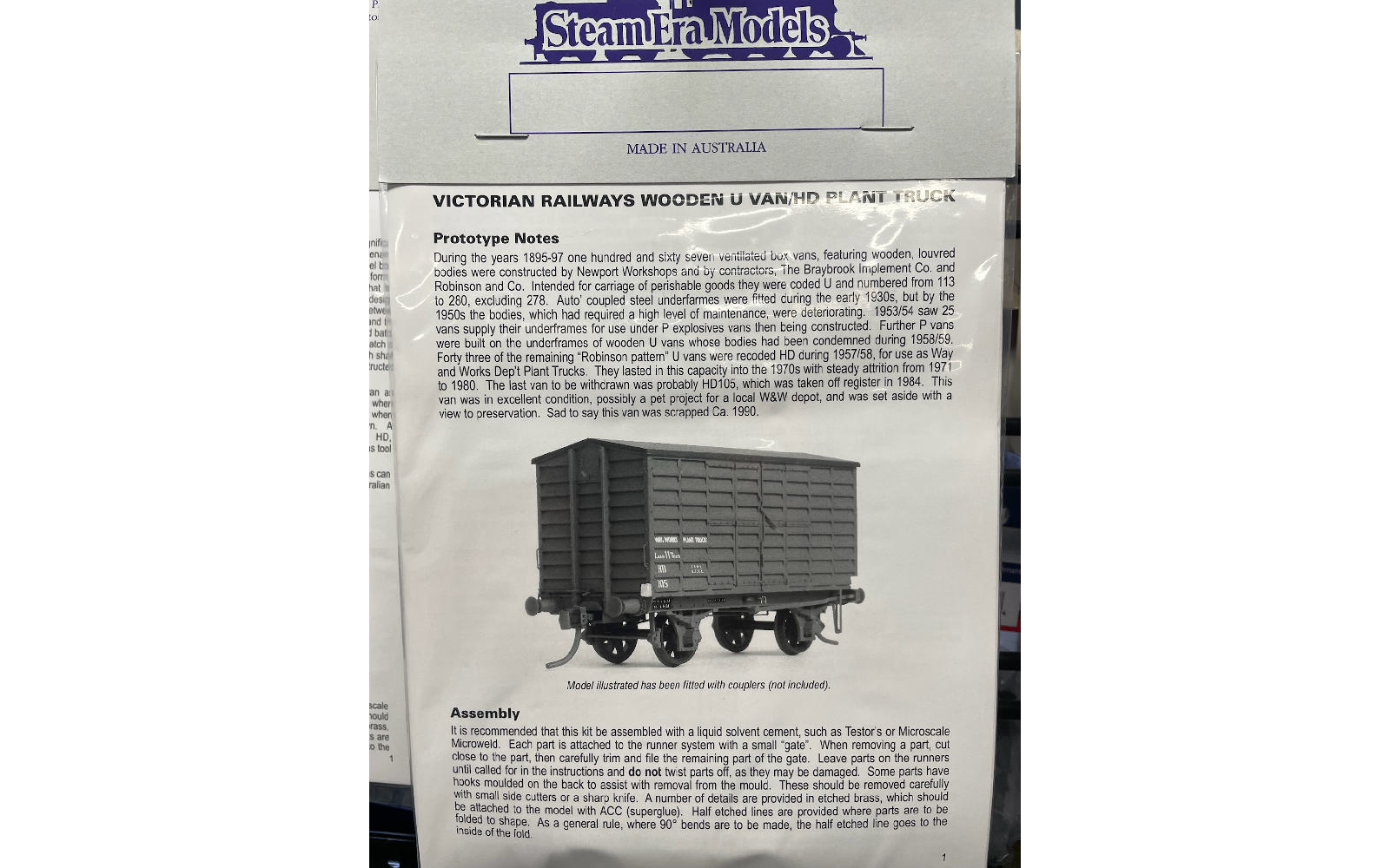 Steam Era Models R22 U/HD Wooden Louvre Van Kit HO Scale