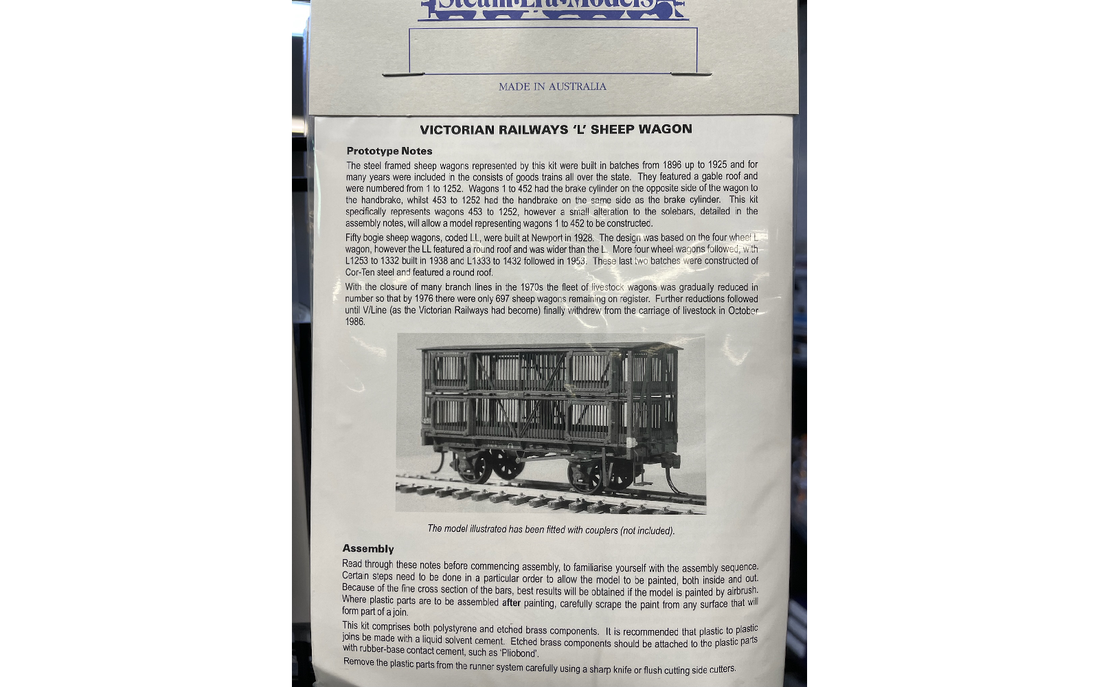 Steam Era Models R26 L Sheep Wagon Kit HO Scale