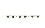 Hornby R60014 Flat Bed Wagon Pack containing 3 x Flat Bed Wagons (Stephenson's Rocket) OO Scale