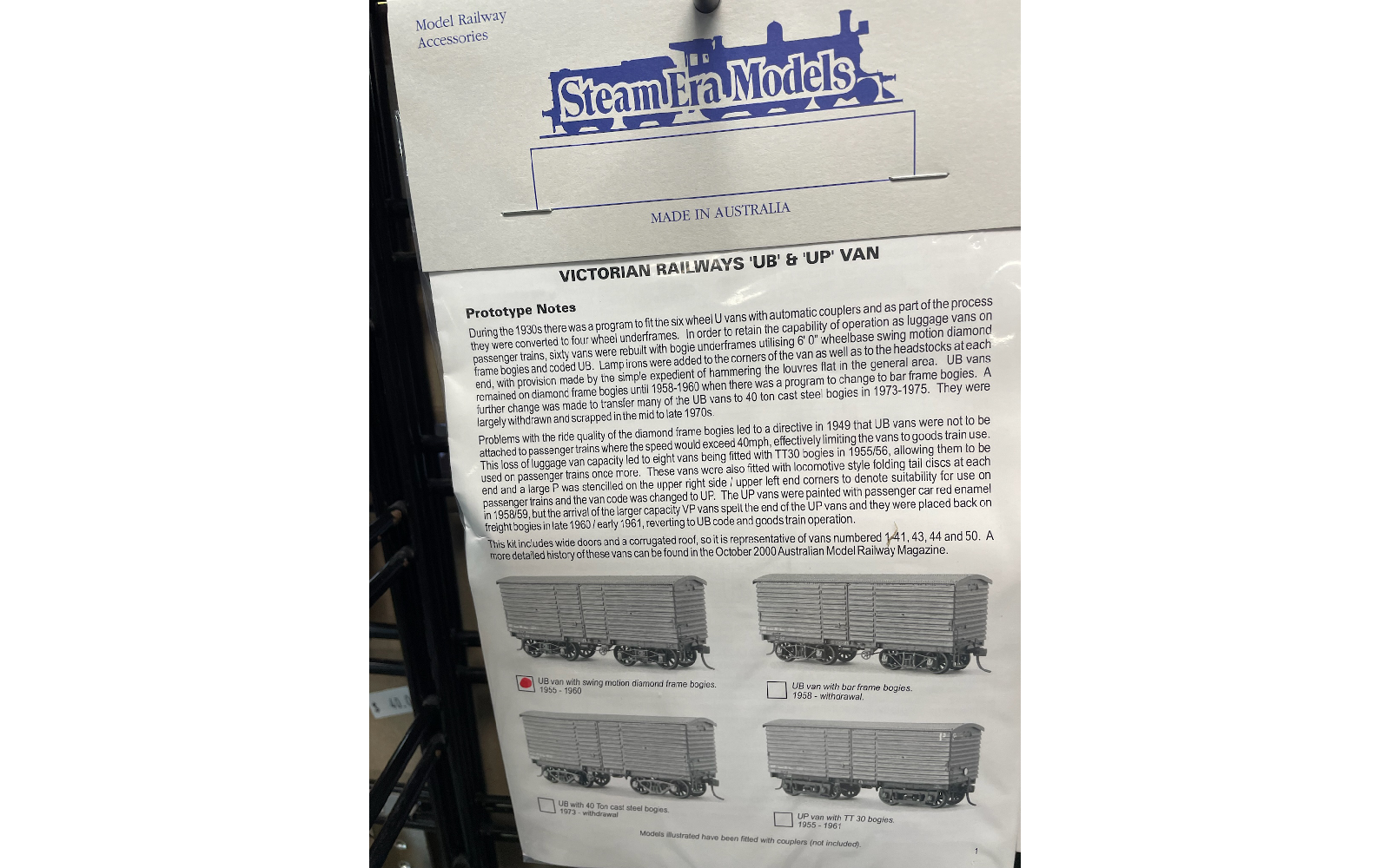 Steam Era Models R9D UB Bogie Louvre Van Kit HO Scale