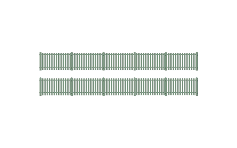 Ratio Plastic Models 431 Straight Station Fencing (Green) OO/HO Scale