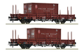 Roco 6600006 2 Piece Set: Swing Stake Wagons PKP HO Scale