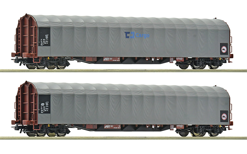 Roco 6600159 2 Piece Set: Sliding Tarpaulin Wagons CD Cargo HO Scale