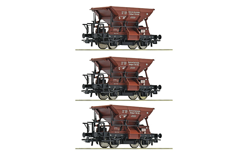 Roco 6600265 3 Piece Set: Talbot Ballast Hopper Wagons DRB HO Scale