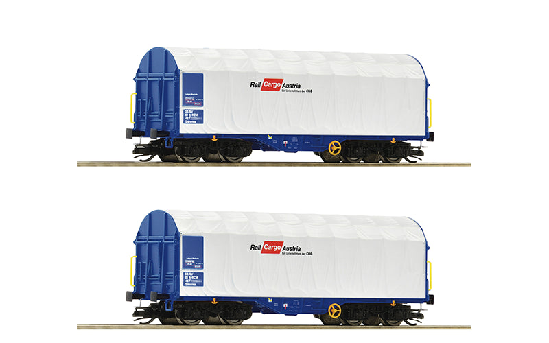 Roco 6680007 2-Piece Set: Sliding Tarpaulin Wagons ÖBB/RCW TT Scale