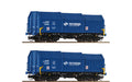 Roco 6680008 2-Piece Set: Telescopic Covered Wagons PKP Cargo TT Scale