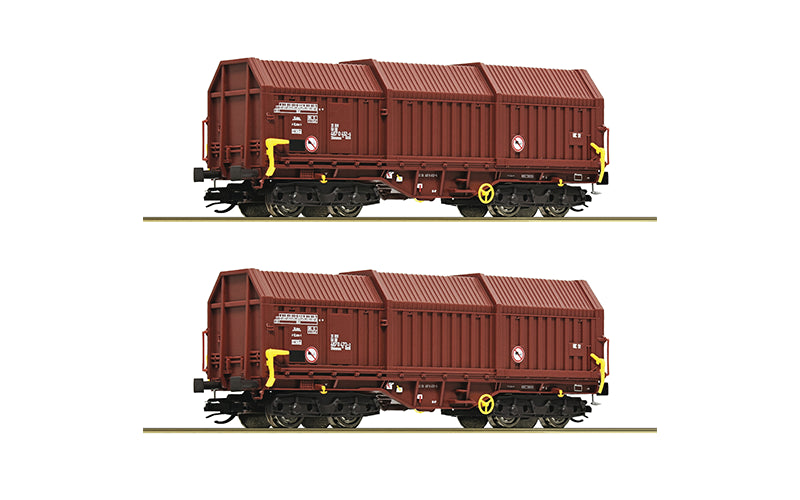 Roco 6680009 2-Piece Set: Telescopic Covered Wagons DR TT Scale