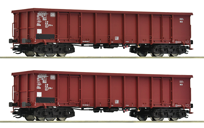 Roco 6680016 2 Piece Set: Open Goods Wagons DB TT Scale