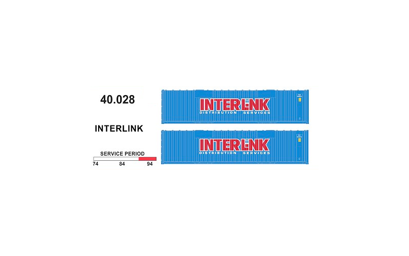 SDS 40' Jumbo Container 028 Interlink Twin Pack HO Scale