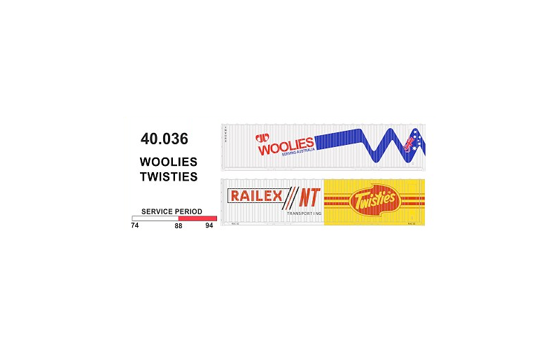 SDS 40' Jumbo Container 036 Woolies/Twisties Twin Pack HO Scale