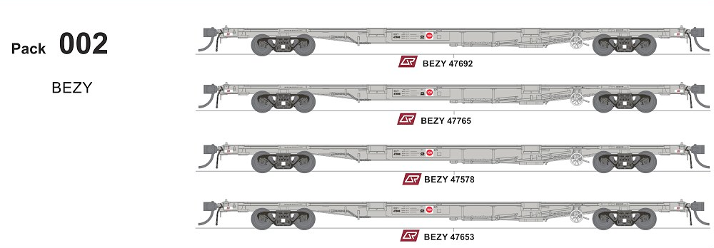 SDS BEZY QQAY Container Wagons Pack 02 HOn3½ Scale