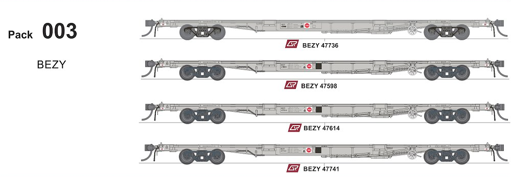 SDS BEZY QQAY Container Wagons Pack 03 HOn3½ Scale