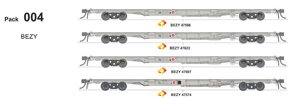 SDS BEZY QQAY Container Wagons Pack 04 HOn3½ Scale