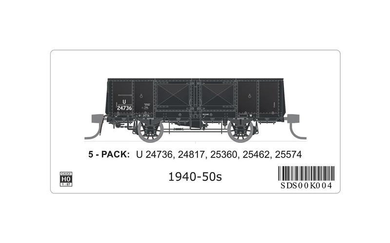 SDS K004 U Wagon 1940-50s 5-Pack HO Scale