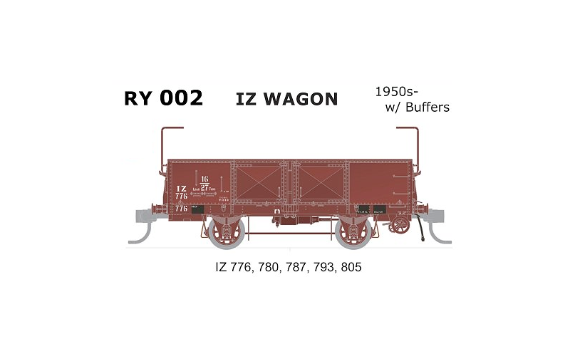 SDS RY 002 IZ Wagon 1950s- w/ Buffers 5-Pack HO Scale