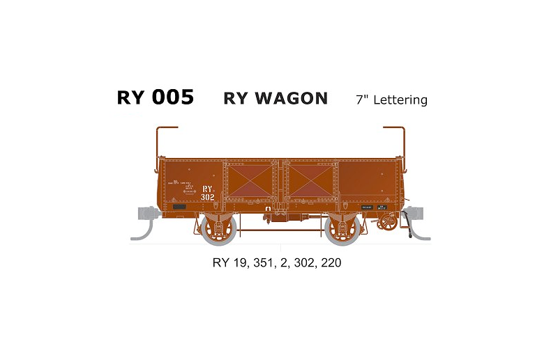 SDS RY 005 RY Wagon 7" Lettering 5-Pack HO Scale