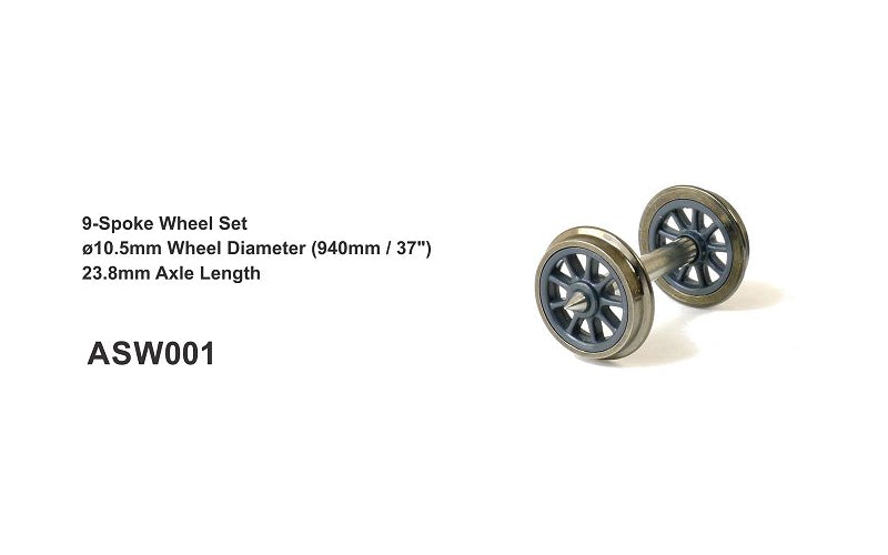 SDS ASW 001 9-Spoke Wheel Set 12 Axles HO Scale