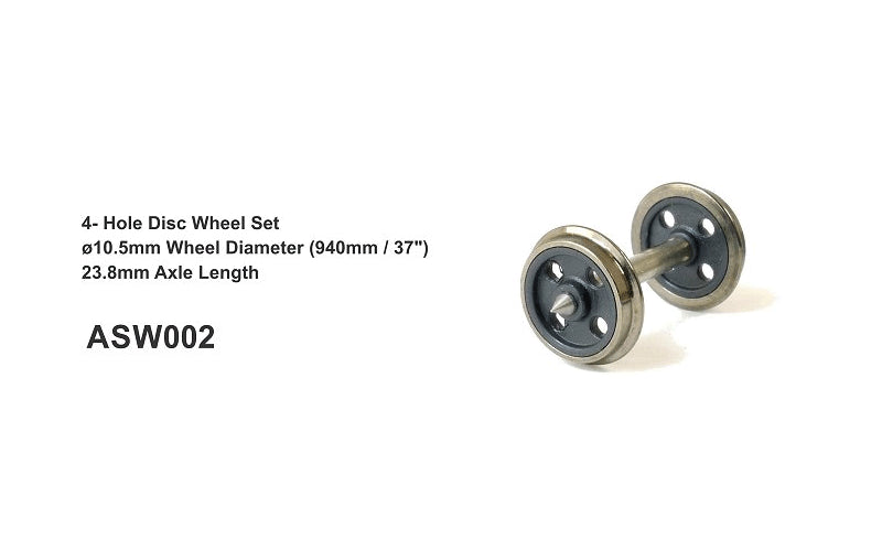 SDS ASW 002 4-Hole Disc Wheel Set 12 Axles HO Scale