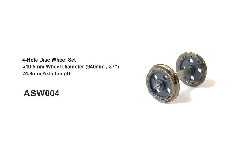 SDS ASW 004 4-Hole Disc Wheel Set 12 Axles HO Scale