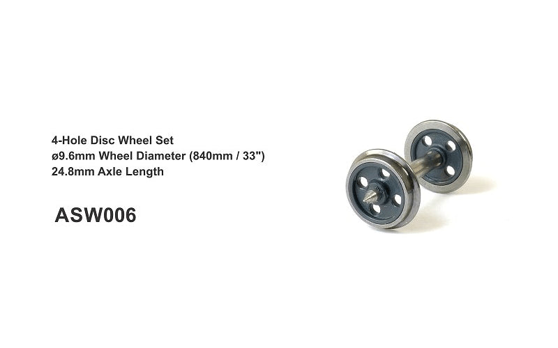 SDS ASW 006 4-Hole Disc Wheel Set 12 Axles HO Scale