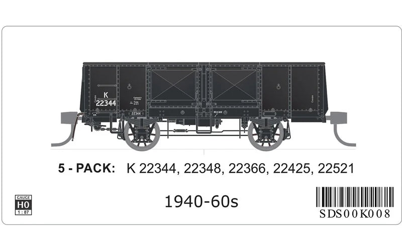 SDS K008 K Wagon 1940-60s 5-Pack HO Scale