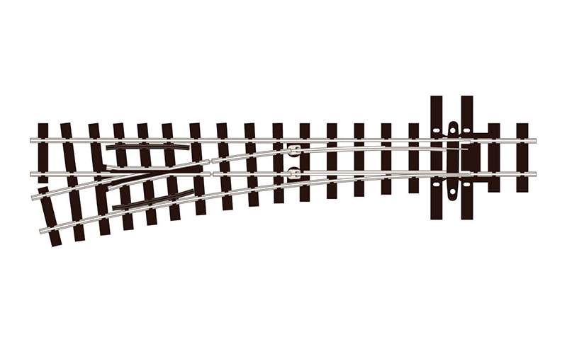 Peco Streamline SL-E496 Left Hand Turnout (Mainline Sleepers) Medium Radius Code 80 OO9 Scale