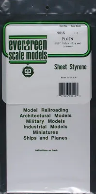 Evergreen Scale Models 9009 I-3 Plain .005" Thick (.13mm) 3 Sheets Polystyrene Sheet