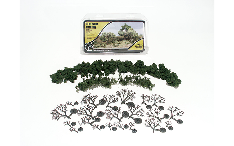 Woodland Scenics TR1111 Realistic Tree Kit 21 Deciduous Medium Green