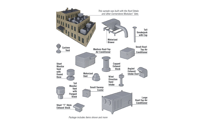 Walthers Cornerstone 933-3733 Roof Details Kit HO Scale