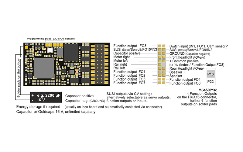 Zimo MS450R Sound Decoder DCC mfx MM 8-pin NEM652 HO Scale